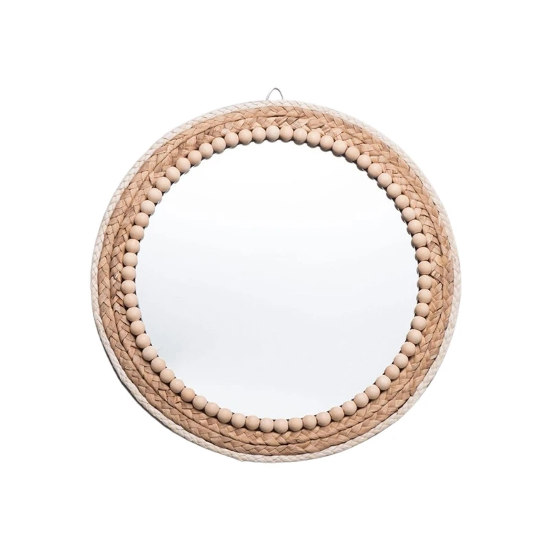 

Rattan Innovative Art Decor Round Makeup Mirror Dressing Bathroom Wall Hanging Mirrors for Home Farmhouse Makeup Mirror P15F