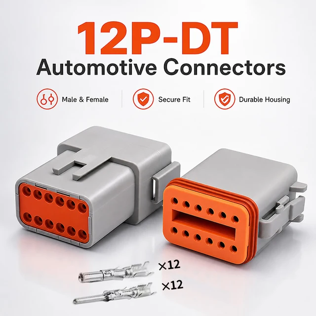 DT06-12S & DT04-12P 12-Pin Deutsch Type DT Series Waterproof Connector - Heavy Duty Automotive Plug for Truck Wire Harness 1