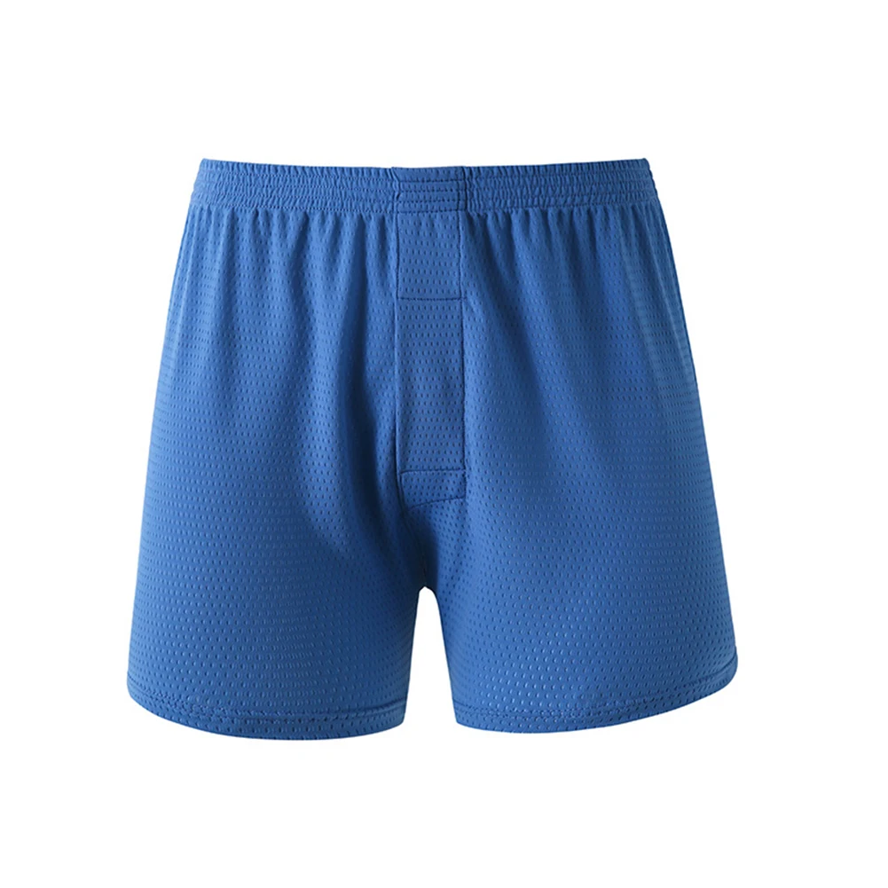 

Summer Sexy Men Ice Silk Boxer Mesh Thin Briefs Pouch Underwear Smooth Soft Shorts Loose Swim Trunks Solid Casual Underpants
