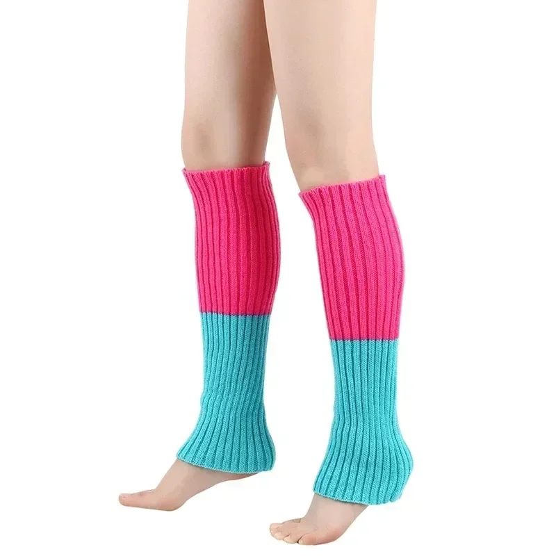 3Pairs Women Juniors Neon Ribbed Leg Warmers for 80s Eighty's Party Sports Yoga Footless Socks Punk Knee High Gothic Hip-hop 3