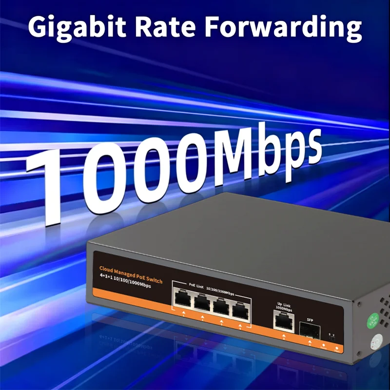 ONTi 6포트 기가비트 L2 관리형 POE 스위치, VLAN, Qos, IGMP 스팁핑 및 MAC 관리 지원, 최대 75W (AC100-240V 50/60HZ)