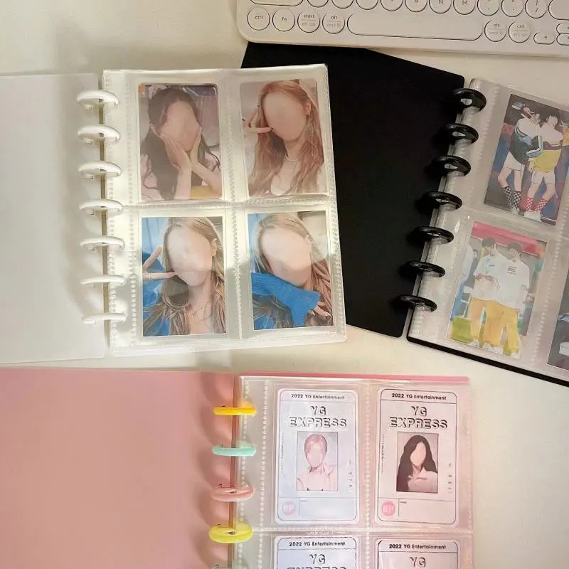 

1PC Mushroom Buckle Thickened Card Album Four Compartments loose-leaf Polaroid Star Film Album Organizer Album Small Card Album