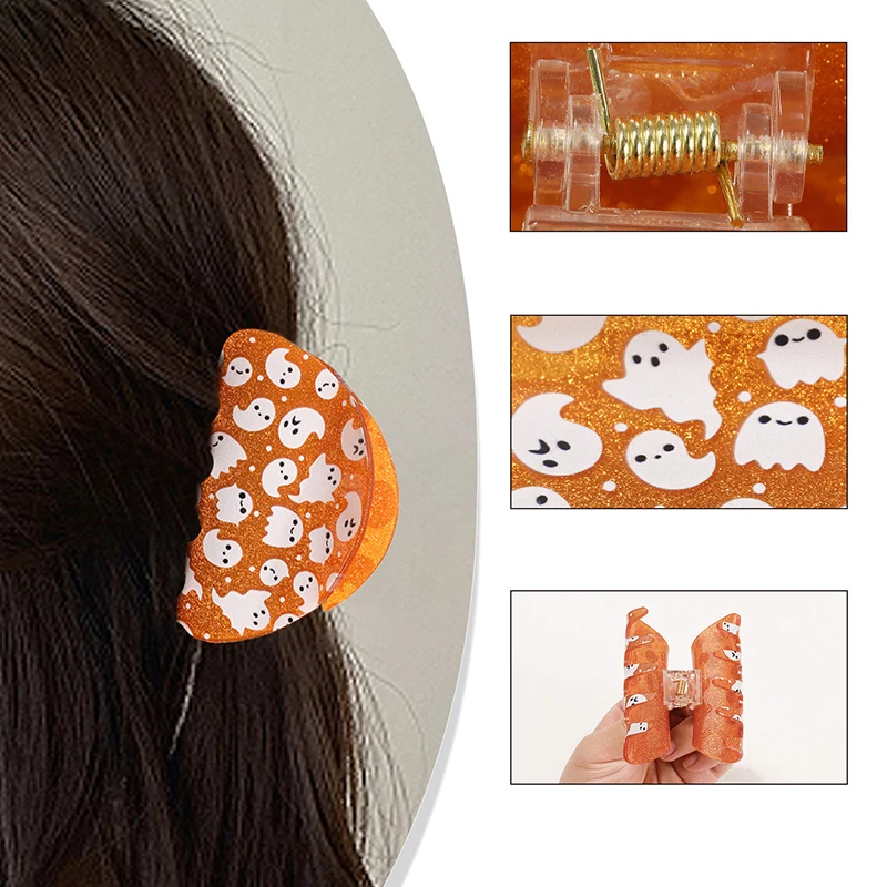 1PC Halloween Glow-in-the-Dark Geist Kürbis Clip Nette Lustige Haar Clip Shark Clip frauen haar Zubehör – Detail 2