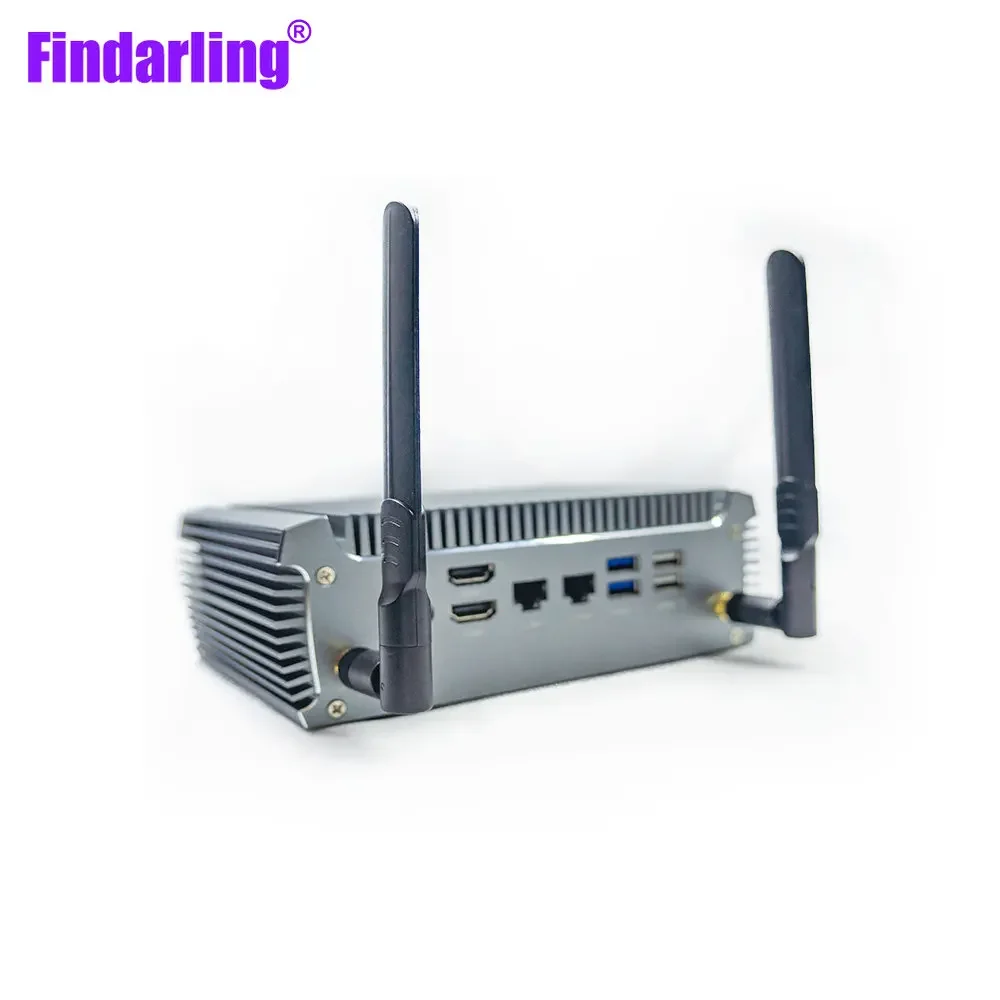 Fanless AMD Ryzen™ R7 4700U, Dual Ethernet Dual HD Industrial Control Game 4K, Fanless Windows 11 Mini PC Support HDD Computer
