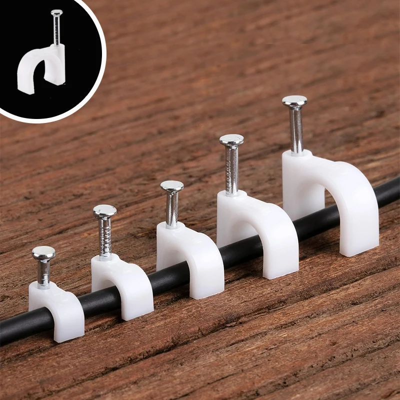 Cable Clips Steel Nails 10mm White Cord Clips Ethernet Cable Clips Wire Coax Cord Clips cable clip