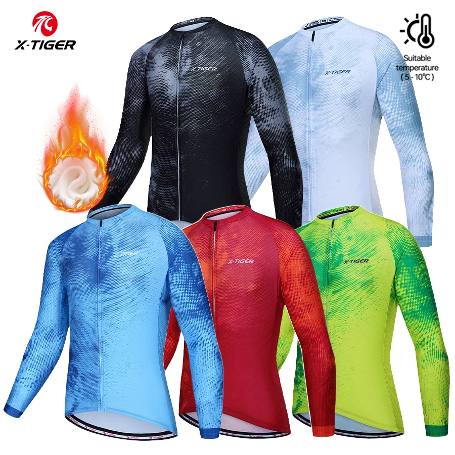 Cycling Jersey Men's Upgraded Winter Cycling Jersey Fleece Lined Long Sleeves 4 Pockets Reflective Safety Riding Clothing cycling jersey