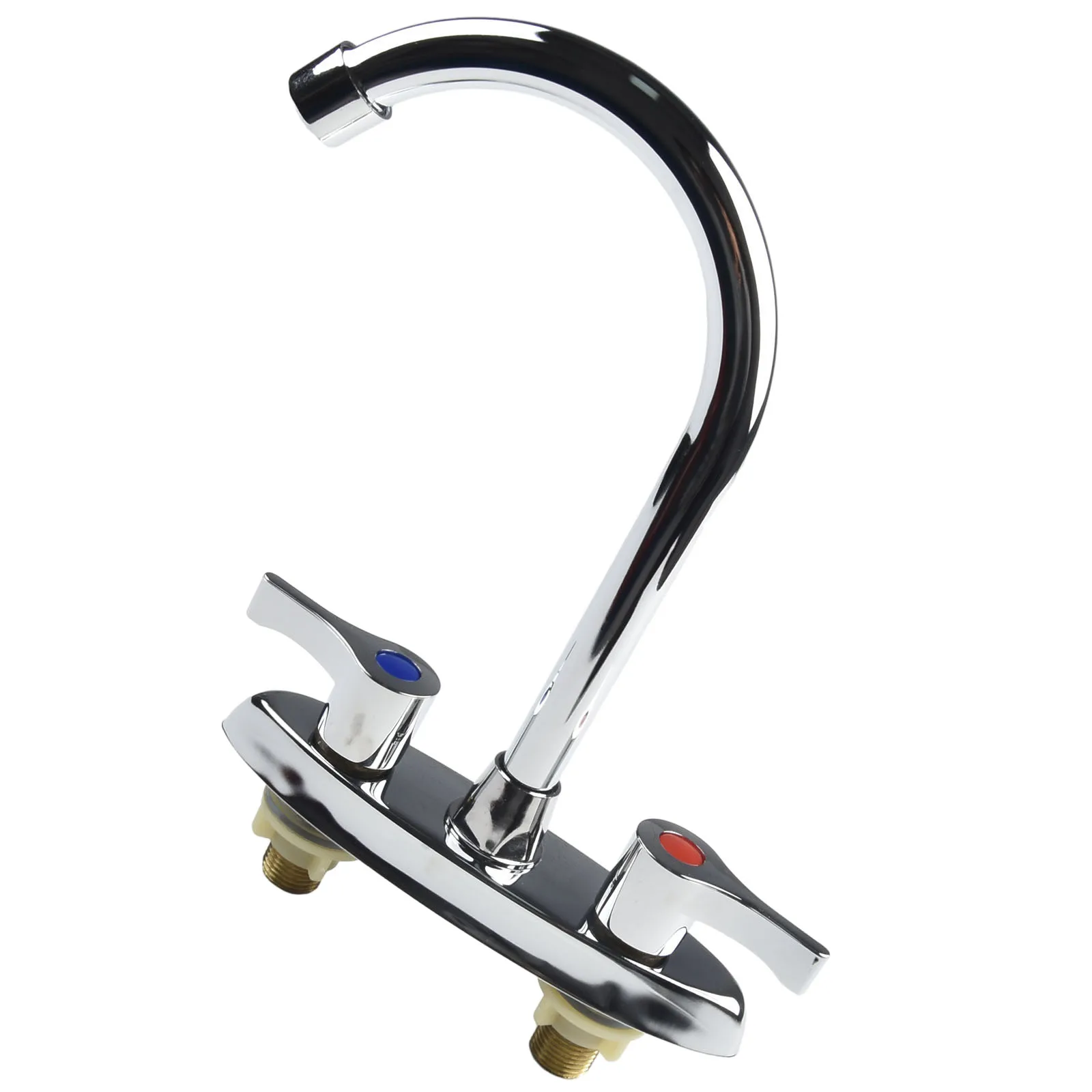 Description Picture 2 of itemBrass Double Handle Basin Faucet Double Hole Double Control Rotary Hot And Cold Mixer Tap Kitchen Bathroom Washbasin Faucet