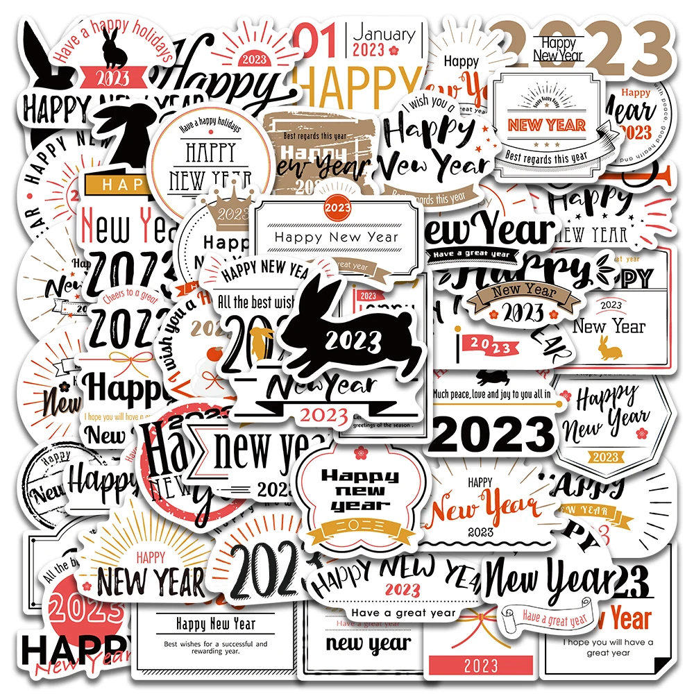 

10/49Pcs 2023 New Year of the Rabbi Stickers Graffiti Decals For Laptop Suitcase Guitar Skateboards Partys Stickers