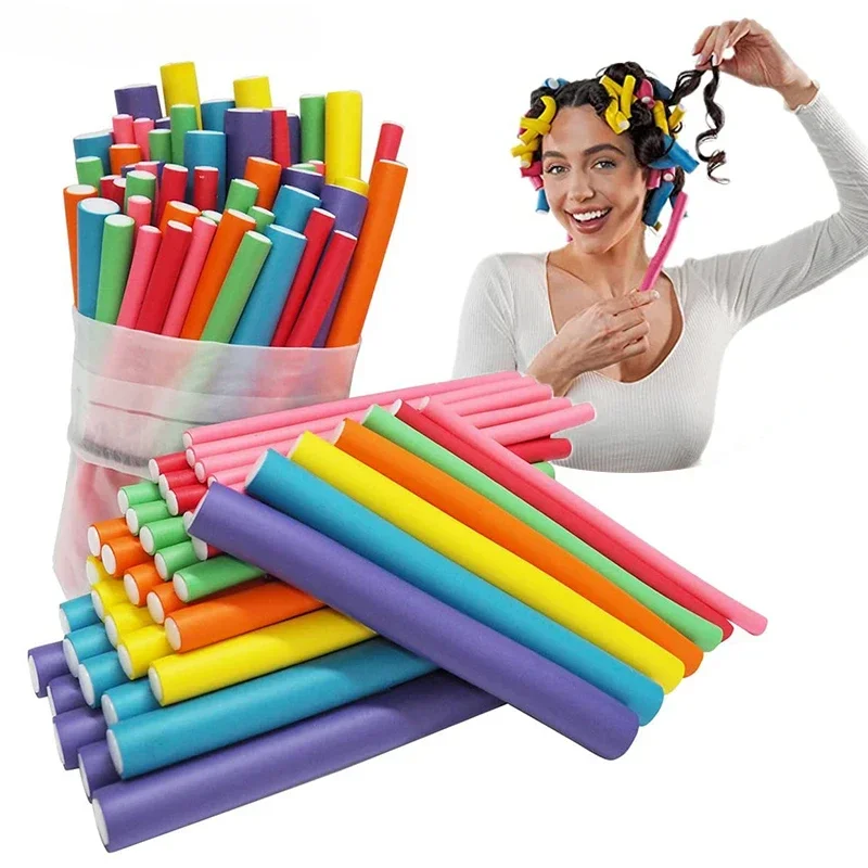 Heatless Hair Curler Flexible Hair Rollers No Heat Flexi Rods Curling Rod Soft Foam Bendy Roller Twist Curls Styling Tools 10Pcs