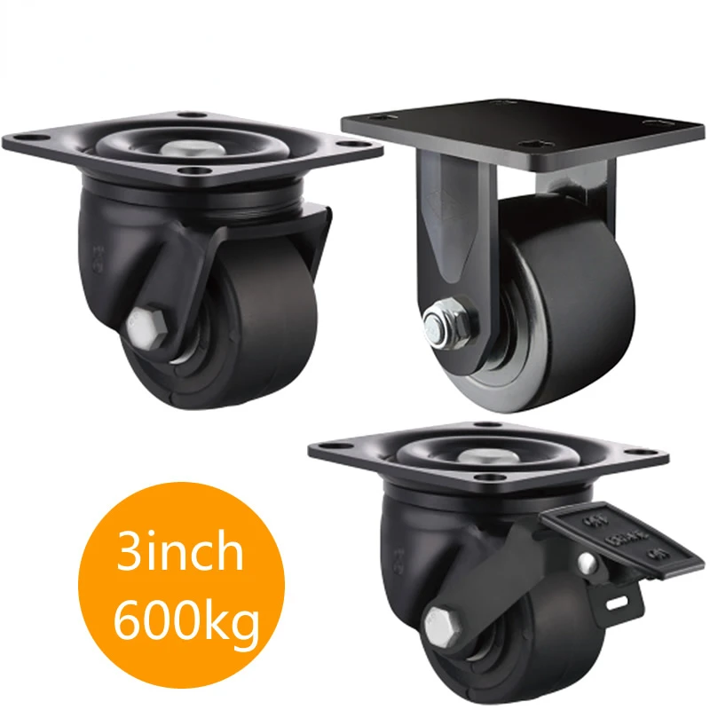 Load-bearing Baixos Rodízios com Freio Carrinhos Pesados Máquinas-ferramentas Grande Equipamento Casa Hardware Industrial 600kg