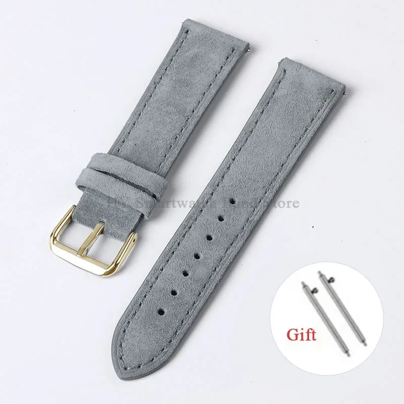 Artisanal Vintage Suede Leather Watch Strap with Handmade Stitching and Quick Release