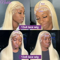 Perruque Blonde Lisse 613 HD Lace Frontale 13x6 13x4 Transparente Brésilienne Lisse Lace Front Wigs 30 Pouces Cheveux Humains 3