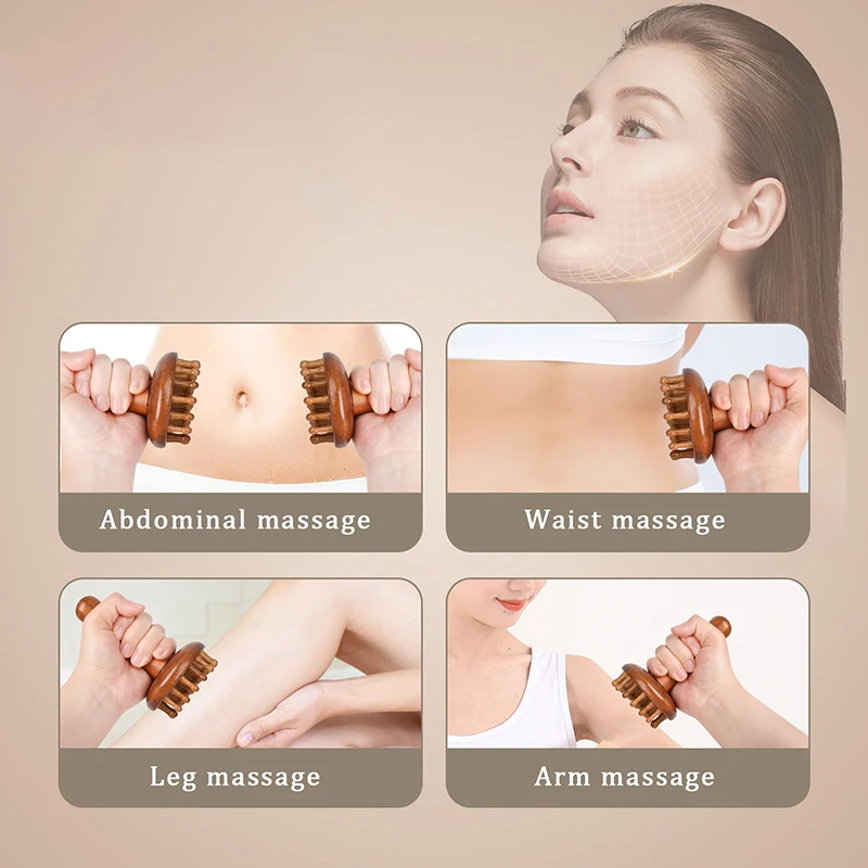 Massaggiatore per funghi in legno Strumento per massaggio manuale, Strumenti per massaggio ai funghi in legno Tensione muscolare Grasso locale Gua Sha per uso completo del corpo - immagine 2