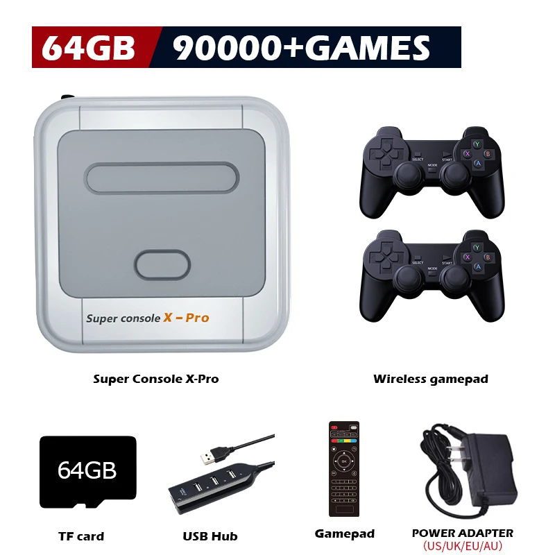 Super Console X Pro Retro Video Game Console Built-in 50+ Emulators 117000+Games for PSP/PS1/N64/DC 4K HD TV BOX with Controller 