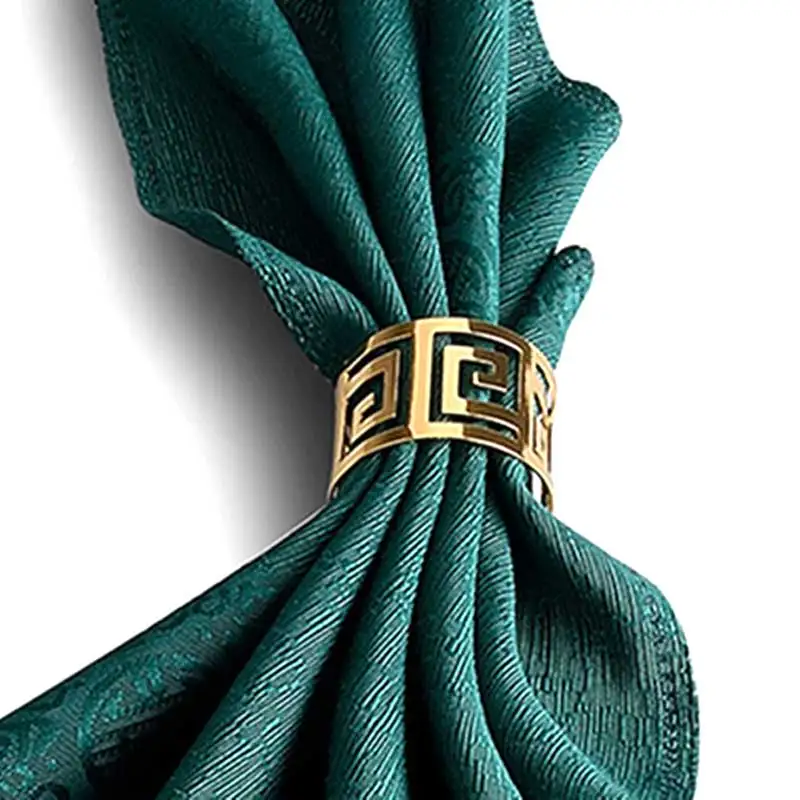 Napkin Ring 12pcs 6pcs European Style Napkin Ring Cloth Napkin Buckle Hollow Pattern Serving Napkis Gold and Silver Wedding Table Decoration