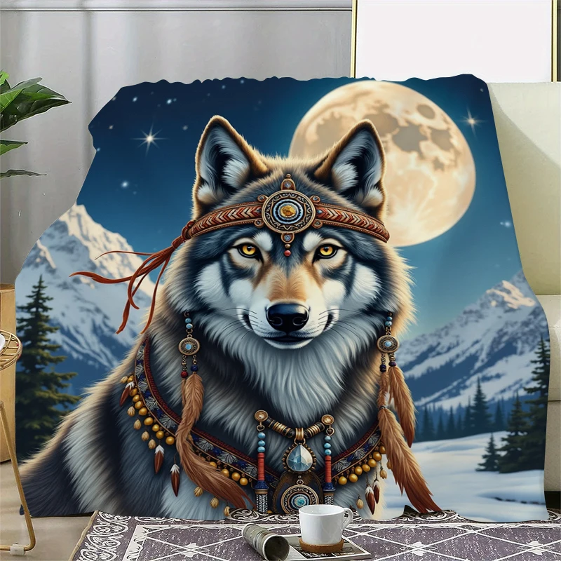 Decke mit Traumfänger-Wolf-Aufdruck, weiche Überwurfdecke für Zuhause, Schlafzimmer, Bett, Sofa, Reisen, Büro, solide Decke – Detail 21
