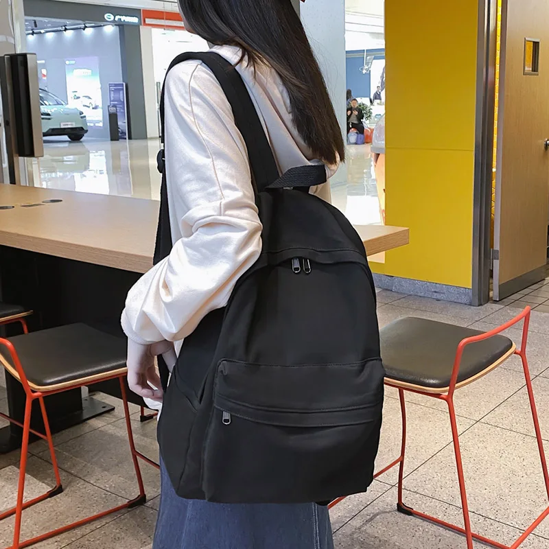 Mochila de lona sencilla para mujer, morral de viaje Color sólido para chicas adolescentes, mochila de gran para estudiantes - AliExpress Maletas y bolsas