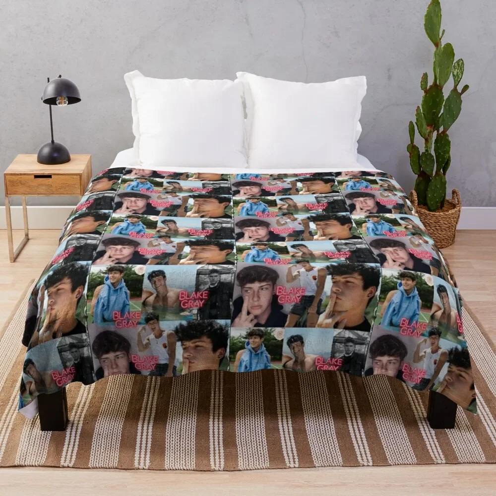 Blake Gray Collage Throw Blanket Tourist Custom warm winter Blankets