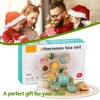 Wooden Tea Set Toys Pretend Play Kitchen Accessories for Kids Food Afternoon Tea Role Play Game for Toddlers Girls Boys Gifts 5