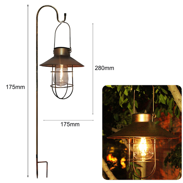 Solar Lantern Outdoor Hanging Solar Light Vintage Solar Lamp With Warm White Bulb For Garden Yard Patio Xmas Party Decor