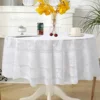 180cm White Butterfly Flower Round Tablecloth Embroidery Cover Wedding Party Events Banquet Hotel Table Cover Dining Table Decor 4