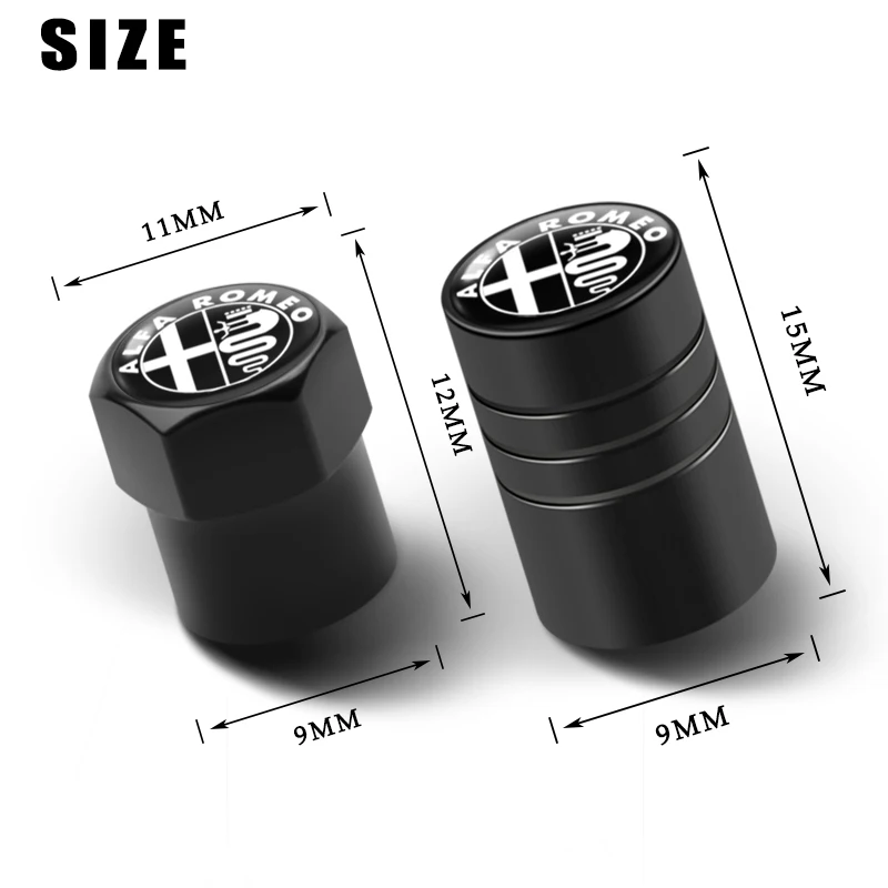 4Pcs Car Tire Valve Stems Cap Aluminum Wheel Stem Air Caps For Alfa Romeo Giulia Stelvio MiTo Giulietta Tonale ALFA 4C Disco 3