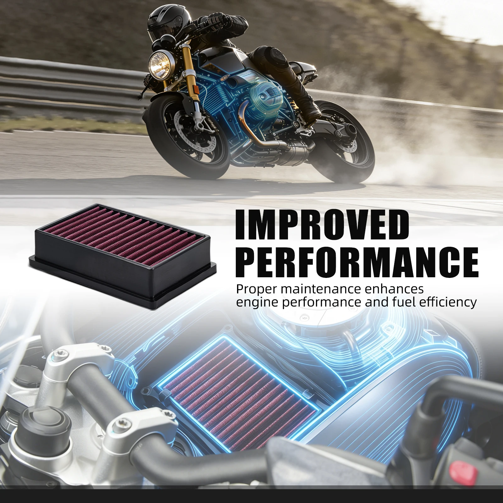 NICECNC Hochleistungs-Luftfilter für BMW R1250GS /Adventure R1250 R/RS/RT 2018-2024 R1200GS LC GSA R1200 R/RS/RT/ LC 2013-2018 – Detail 4