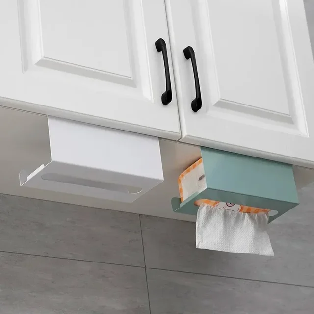 Tissue Box Under Cabinet Paper Towel Holder Multi-functional Iron Strong load-bearing Paper Towel Rack Desk Kitchen Accessories 3