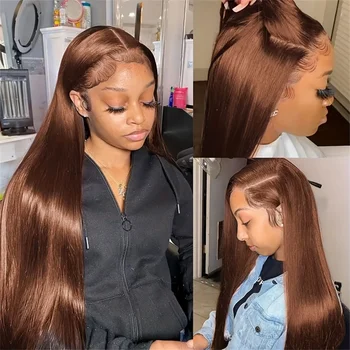 Chocolate Brown Lace Front Wig Human Hair 13x6 Hd Lace Frontal Wig 13x4 Straight Human Hair Wigs Brazilian Hair For Women 1