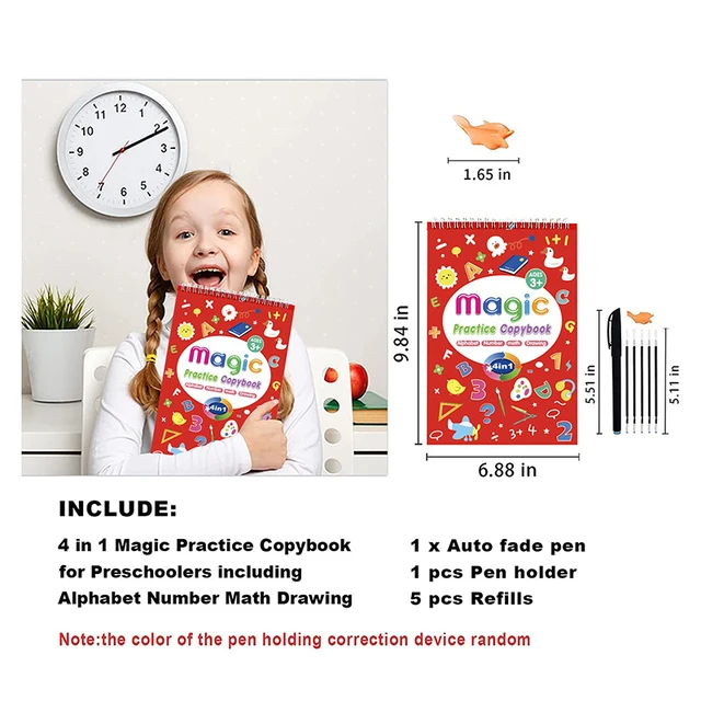 Varázslatos Gyakorlat Copybook 4 Az 1 -Ből Kézírás Gyakorlati Munkafüzet Újrafelhasználható Ábécé Szám Matematika Rajzolási Könyv Gyermekek Számára Yn17 - Image 5