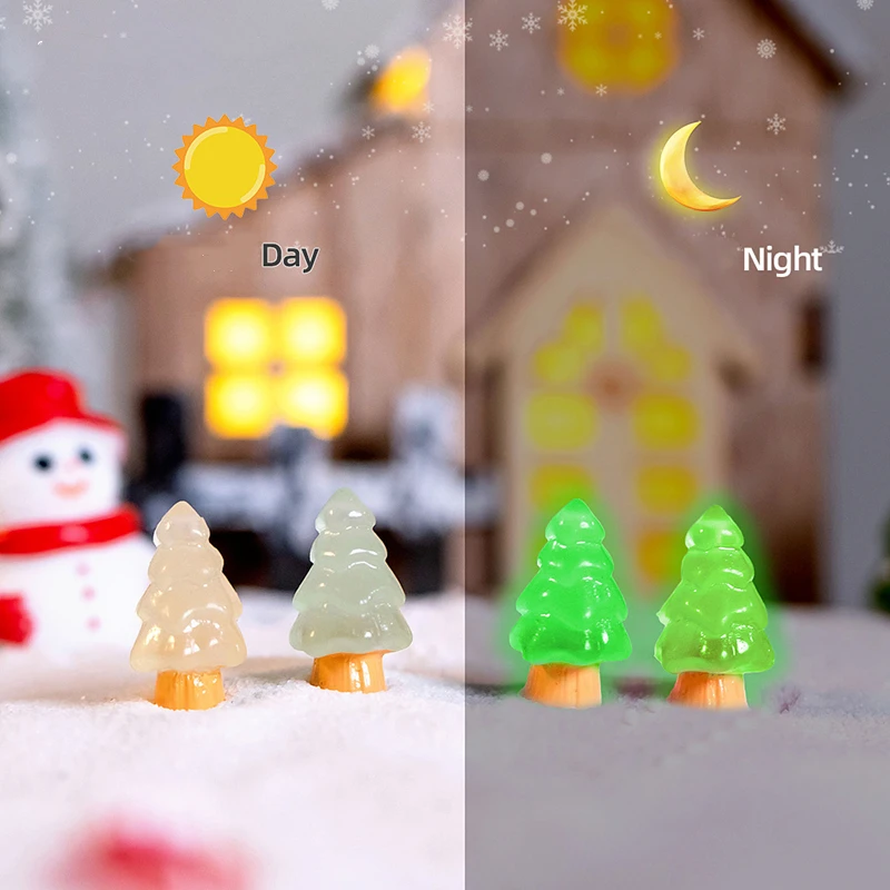 Luminous Figurine Miniature Noctilucent Christmas Tree Micro Landscape Ornaments for Home Decorations Tabletop