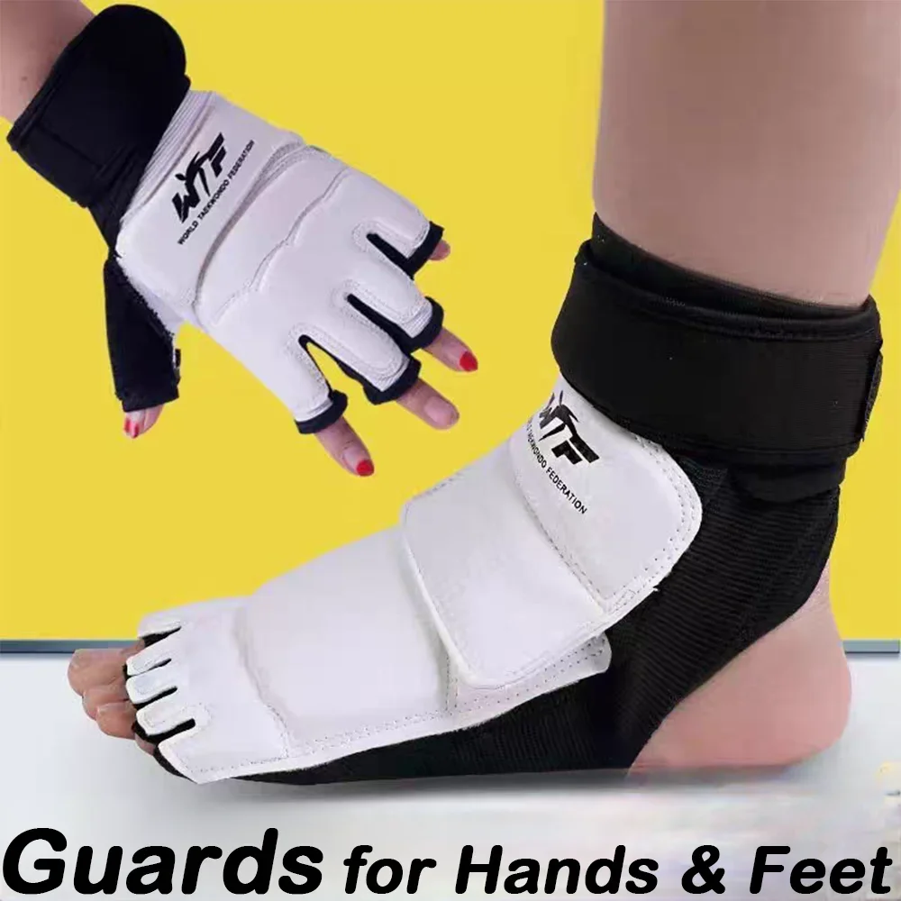 Boxing Gloves 1 Pair Taekwondo Legguard Handguard Gloves Half Finger Sponge Protector for Karate Boxing Competition Training