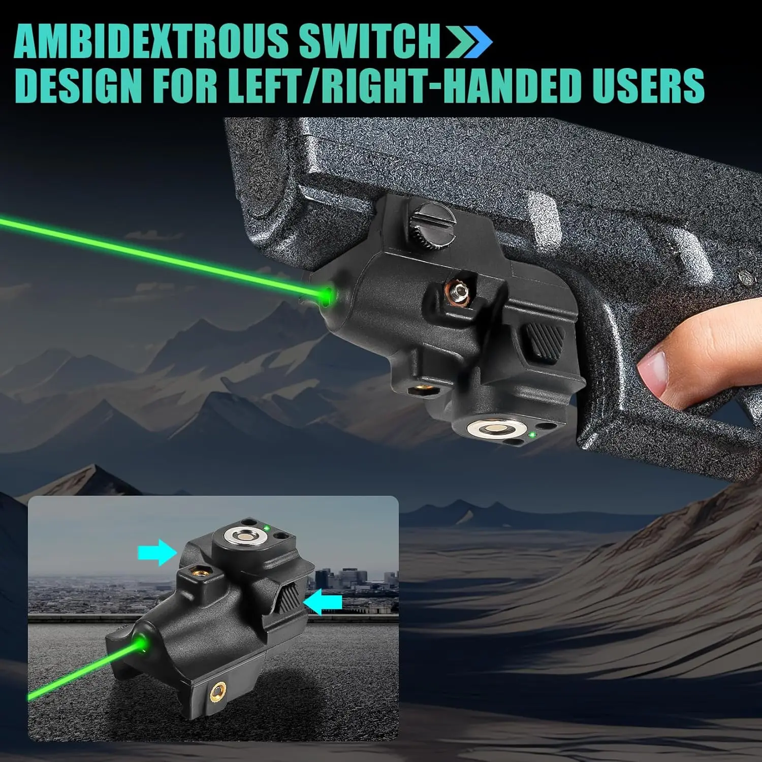 Green Laser Sight Compact Shockproof Gun Sight Magnetic USB Rechargeable for Pistols and Airsoft Guns 20mm Picatinny Rail