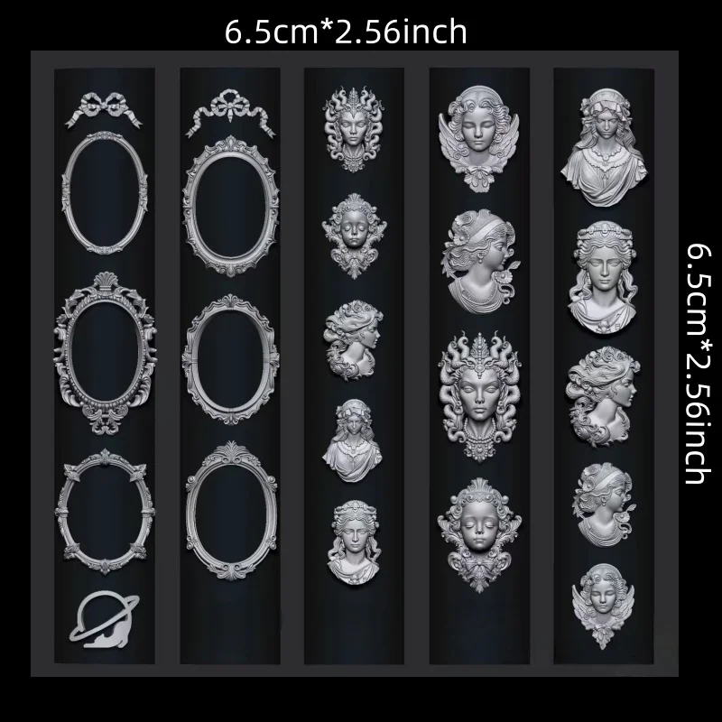 2PCS 네일 실리콘 몰드 조합 레트로 바로크 양각 유럽 쉘 조각 패턴 입체 네일 장식