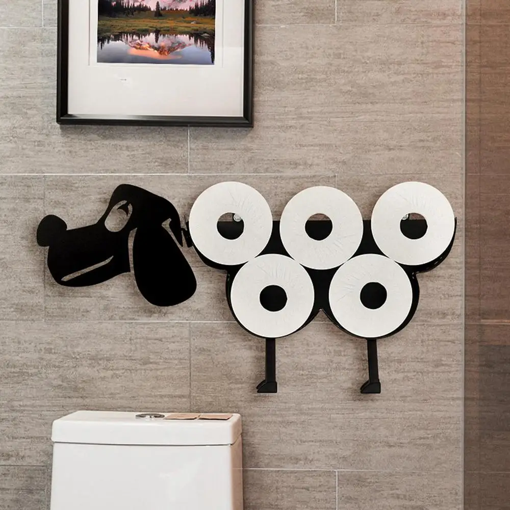 Description Picture 4 of itemCute Metal Dog Shape Toilet Tissue Rack Iron Free Standing Storage Rack Roll Paper Holder Bathroom Accessories Tissue organizer