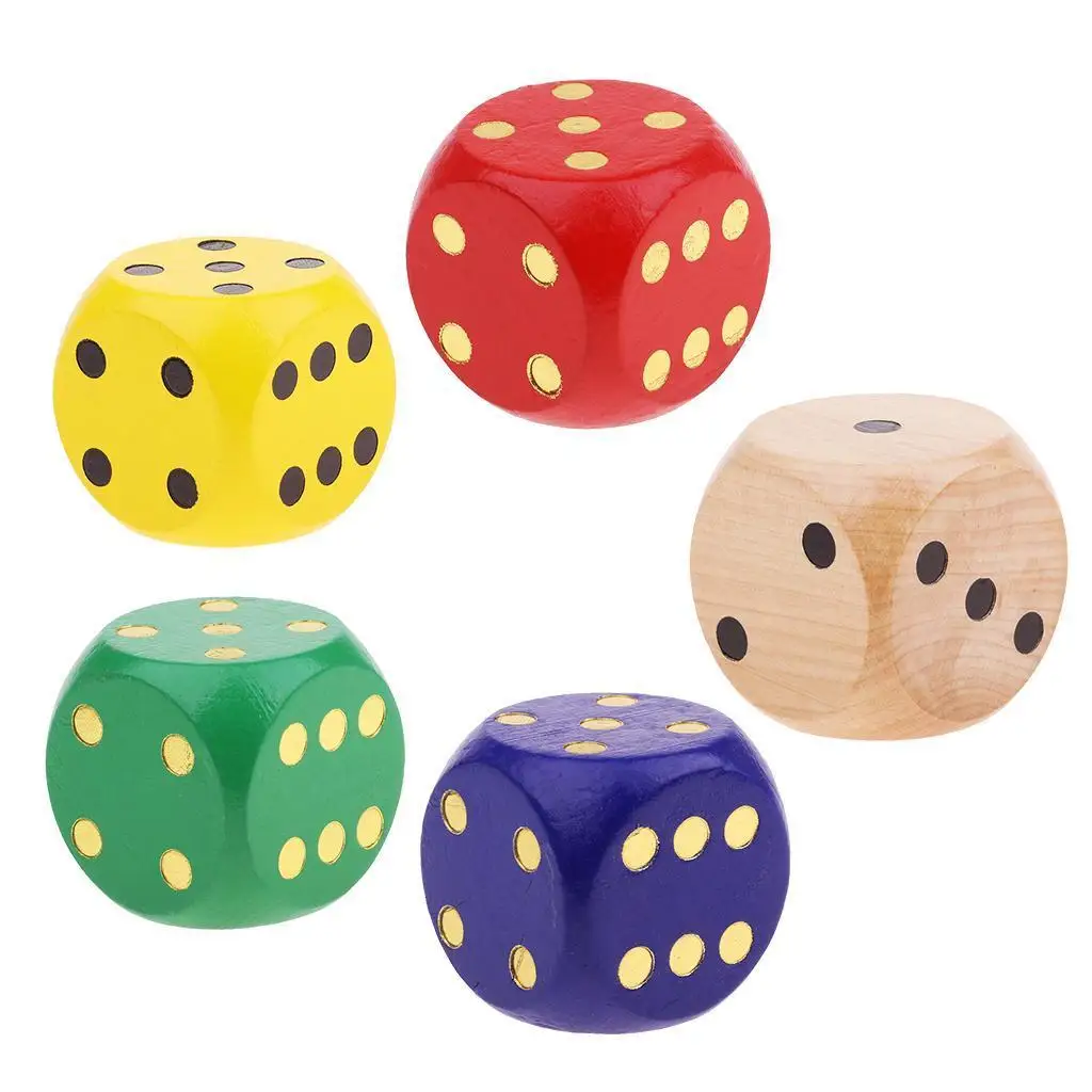 1Piece Wooden Dice with Number of Dots Game Dice 50 mm for D&D RPG Game