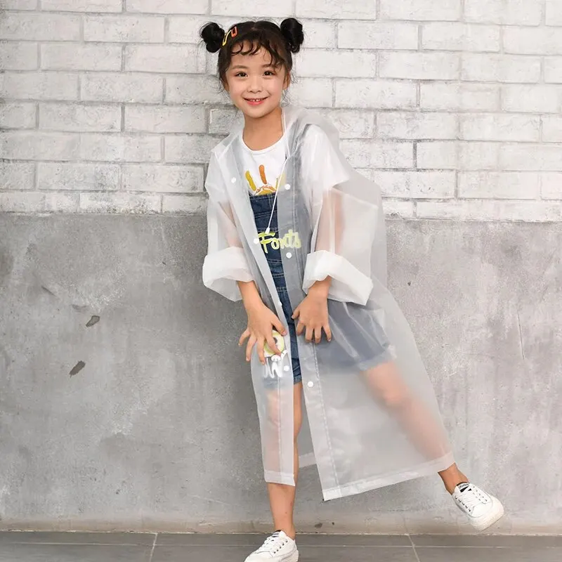 Raincoat Poncho Eva CHILDREN'S Transparent Thickening Waterproof Portable Outdoor Boys Girls Hiking Camping