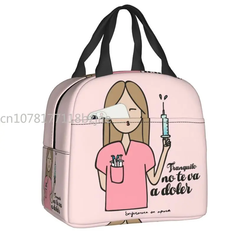 Enfermera En Apuros  Nurse Lunch Bag Women Portable Cooler Thermal Insulated Lunch Box Picnic Storage Food Bento Box teens student school bookbag enfermera en apuros doctor nurse medical medicine health canvas daypack middle high college hiking