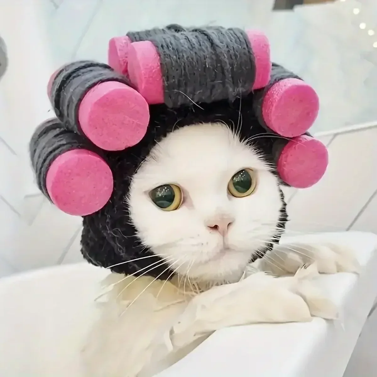 1pc-Cute Cat Clothing Curly Hat for Small Pets