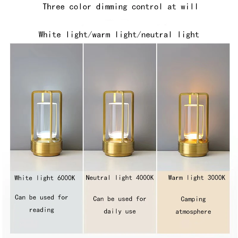 Outdoor Light Luxury Retro Style Camping Atmosphere Light Bar Restaurant Rechargeable Desk Lamp Touch Decoration Night
