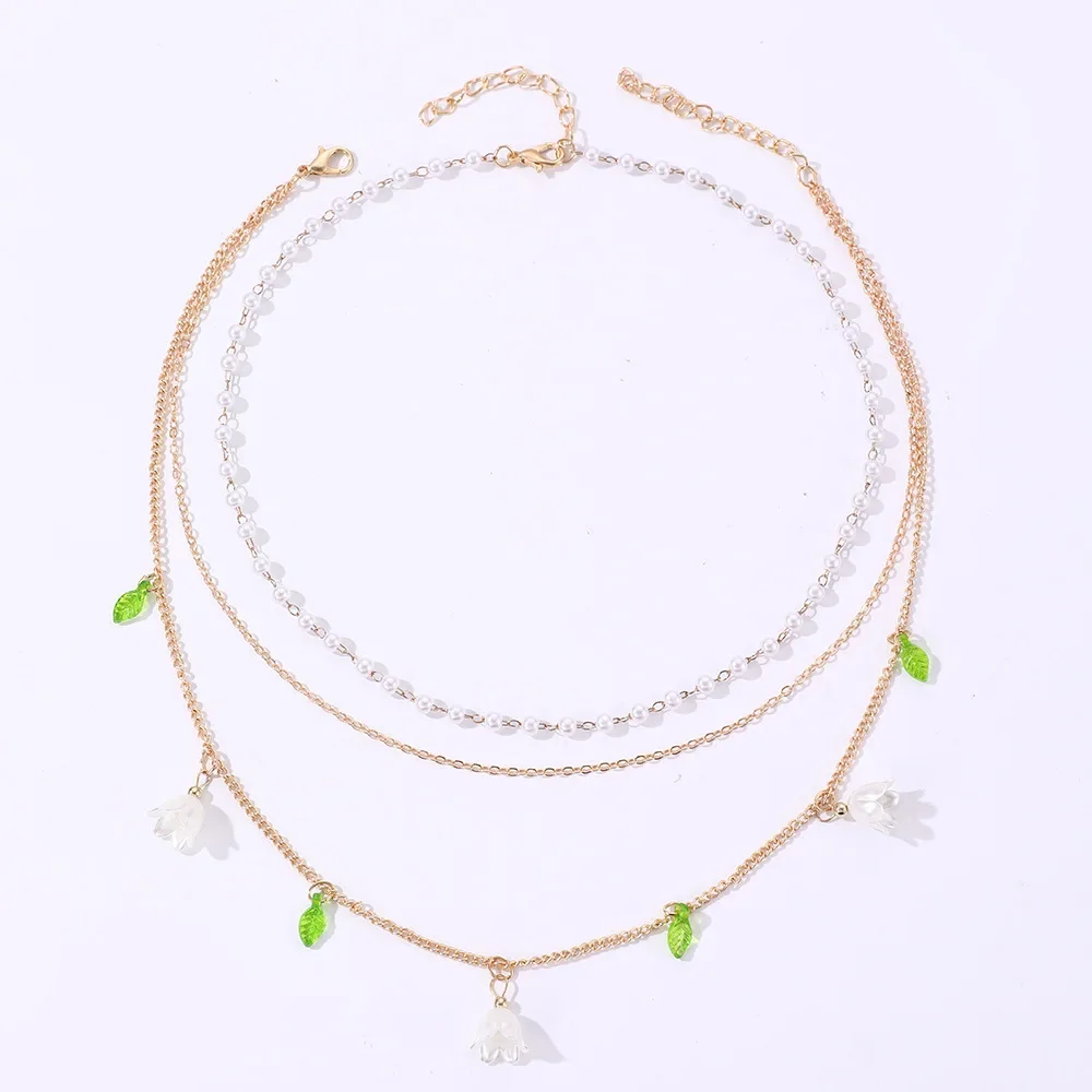 Bohemian Style Flower Women's Necklace Multi-layered Lmitation Pearl Exaggerated 2024 Luxury Clavicle Chain For Women Jewelry
