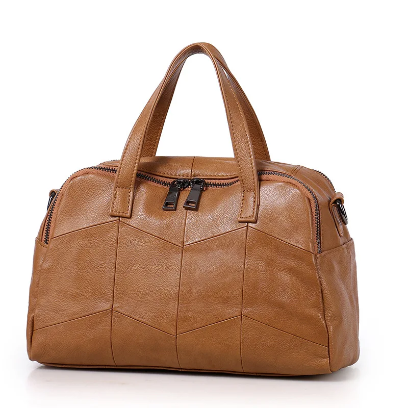 

New Women's Bag Handheld One Shoulder Crossbody Bag Top Layer Cowhide Women's Bag Multi Zipper Casual Bag