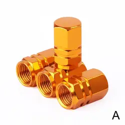 Sleek Aluminum Alloy Tire Valve Cover Set - Universal Fit (Gold)