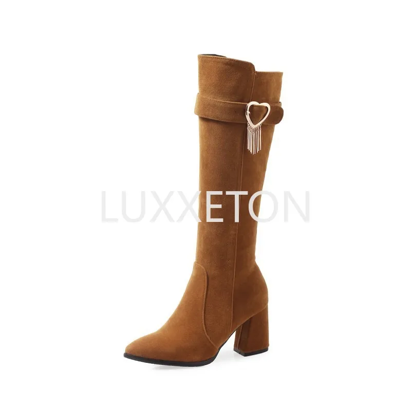 

2023 Fashion Women Boots Spring Winter Over The Knee Heels Quality Suede Long Comfort Square Botines Mujer Thigh High Boots