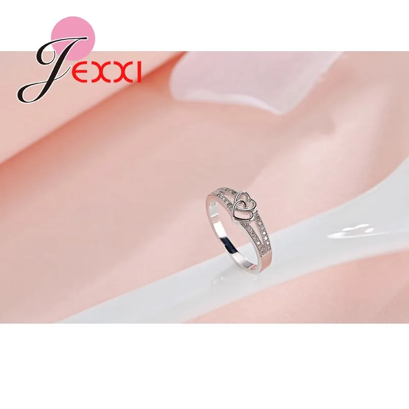 925 Sterling Silver Ring Cross Love Shape For Women Engagement Ceremony Jewelry Simple Natural Sweet Romantic Style Lover Gifts