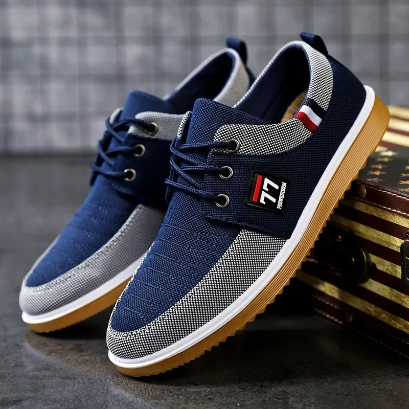 Men Canvas Shoes Soft Soled Driving Shoes for Men Lace Up Working Flats Classic Male Vulcanized Shoes Big size47 Zapatos Hombres
