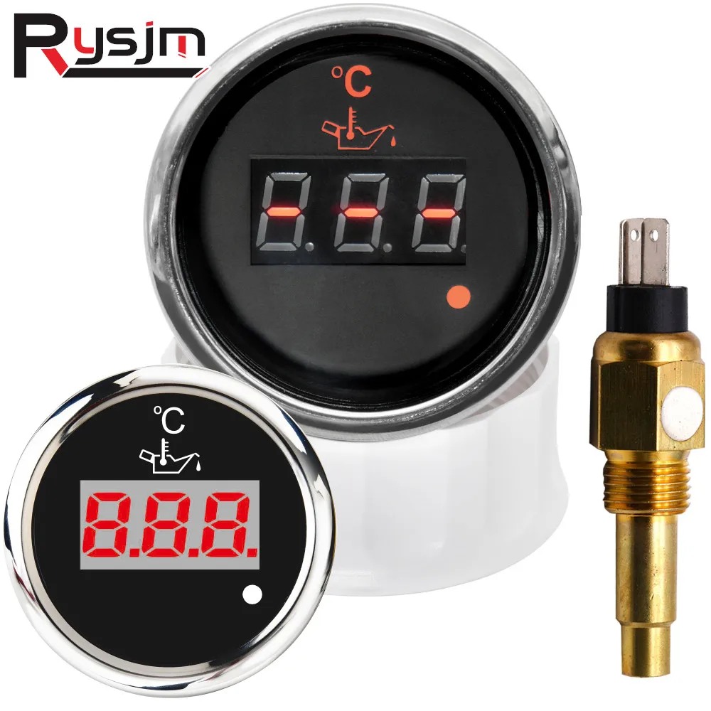 Hd 2" 52mm Oil Temperature Gauge Red Backlight With Alarm 50150