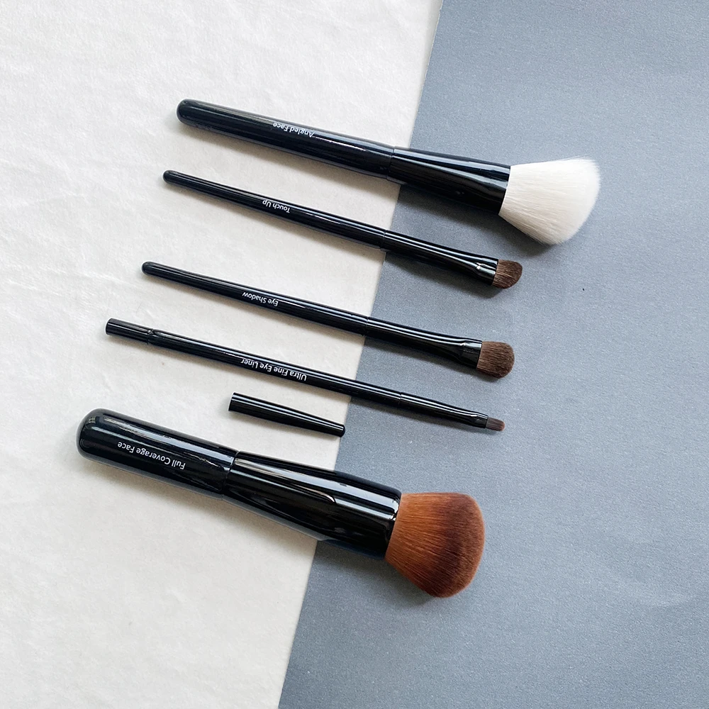 Travel Sized Makeup Brushes Set 5-Pcs Black Full Coverage Angled Contour  Eye Shadow Lip Liner Cosmetics Blending Tools Kit - AliExpress