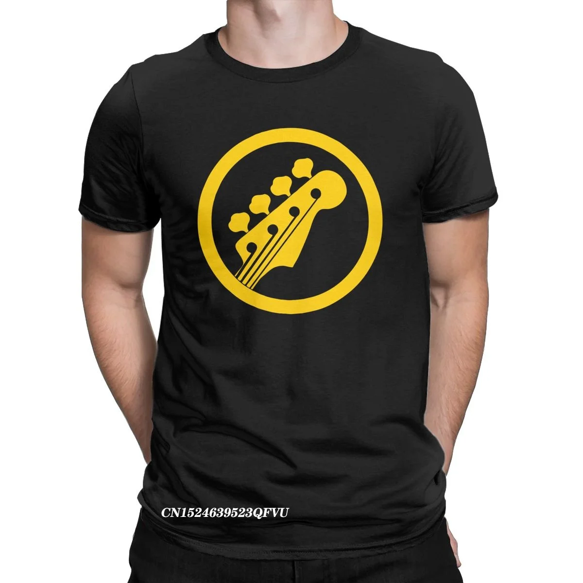 

Футболка мужская с круглым вырезом, хлопок премиум-класса, бас-гитара, Желтый Знак, модная рубашка в стиле Харадзюку, подарок на день рождения