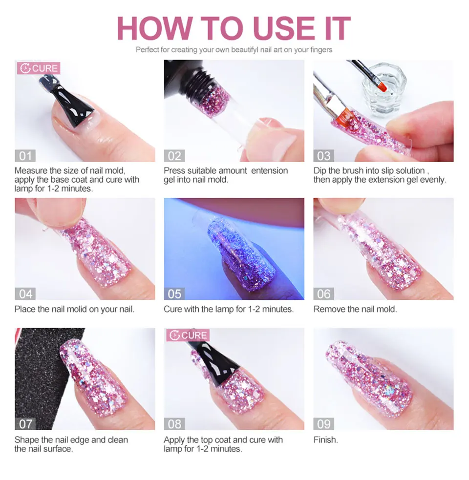 Poly Nail Gel Tool Kit For Semi Permanent  DIY Quick Extension Acrylic With Stainless Steel Dead Leather Push Manicure Set 3